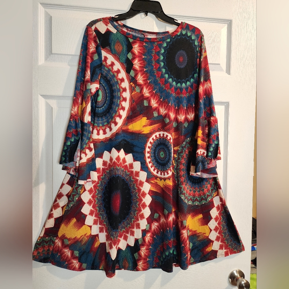 Nwt Lilibugs Colorful Geometric Pattern Dress With Pockets